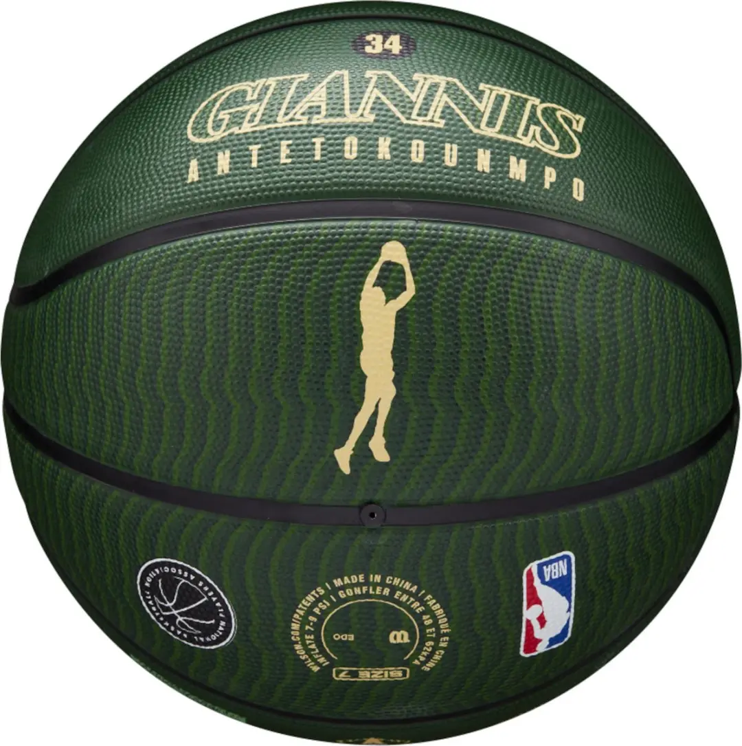 Wilson NBA Player Icon Outdoor Giannis Antetokounmpo Basketbal - Maat 7 - Groen - afbeelding 2 van 6