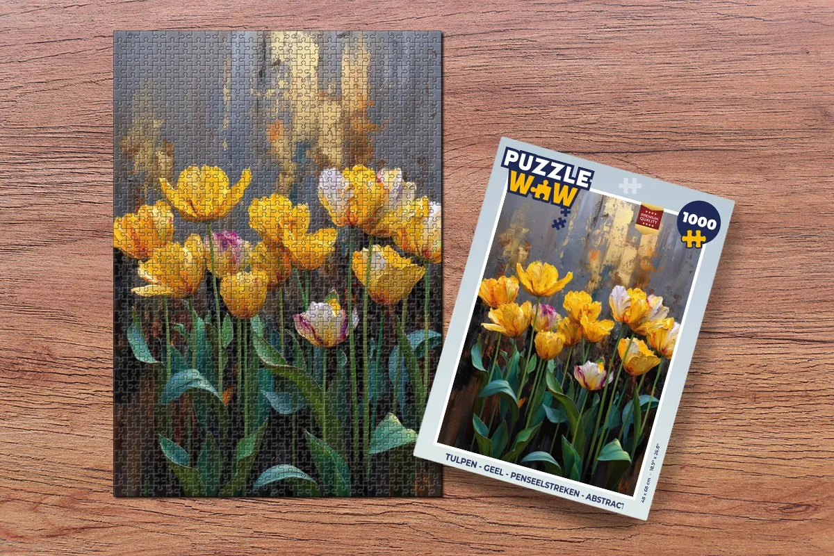 PuzzleWow Legpuzzel Tulpen Geel 1000 Stuks - Abstract