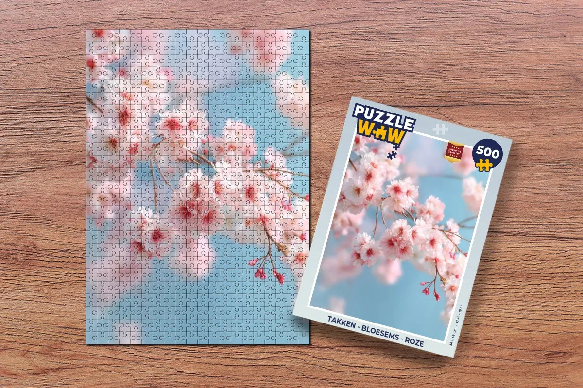 PuzzleWow Takken & Bloesems Legpuzzel 500 Stuks - Roze
