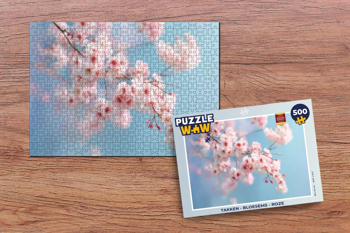 PuzzleWow Takken & Bloesems Legpuzzel 500 Stuks - Roze