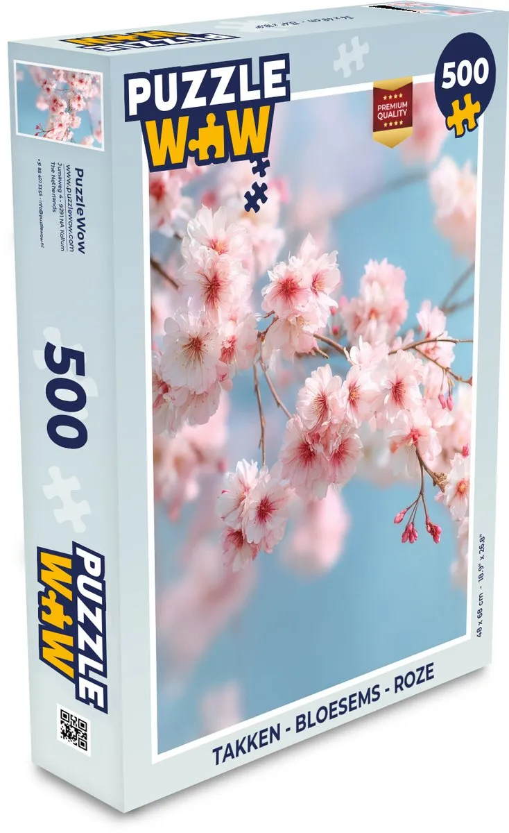 PuzzleWow Takken & Bloesems Legpuzzel 500 Stuks - Roze