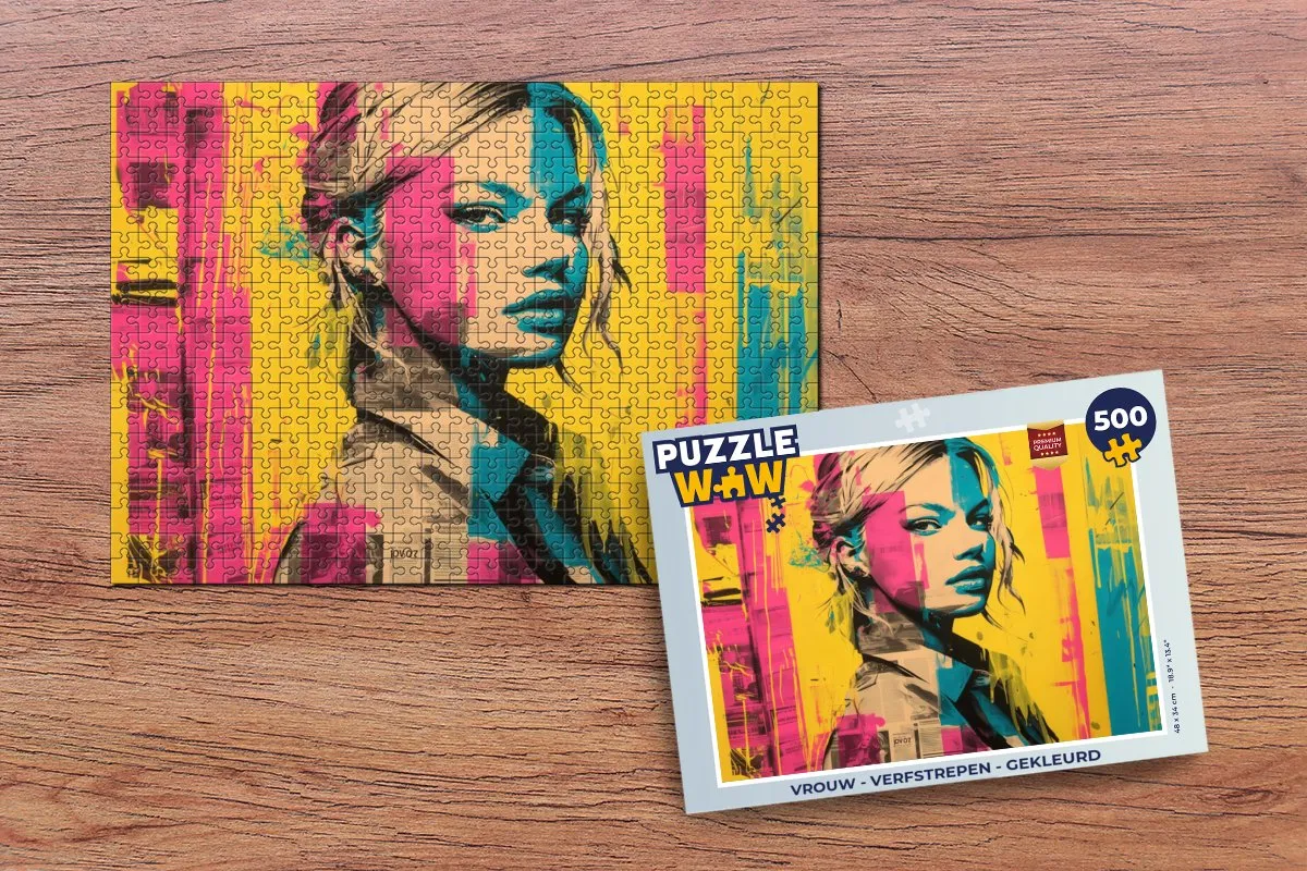 PuzzleWow Vrouw Verfstrepen Legpuzzel 500 Stuks - MPN 8721374602721