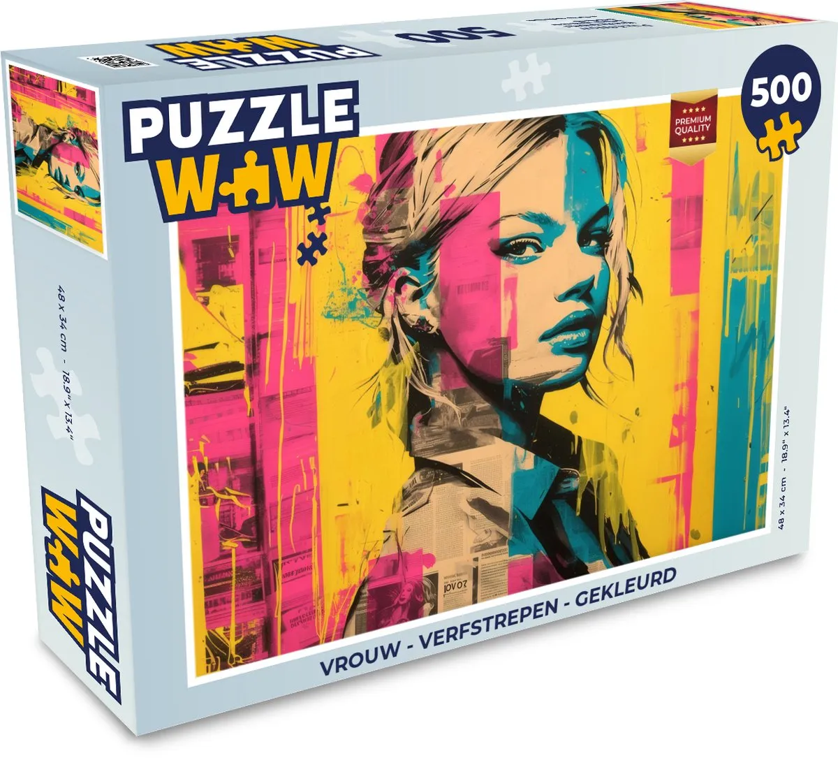 PuzzleWow Vrouw Verfstrepen Legpuzzel 500 Stuks