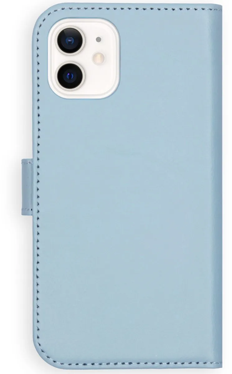 Selencia Hoesje iPhone 12 Mini - Echt Leder Bookcase - Lichtblauw