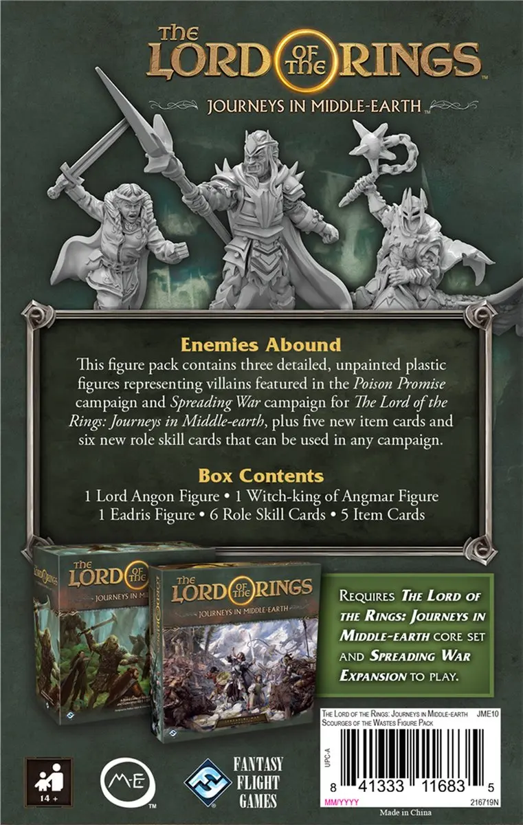 Fantasy Flight Games Lord of the Rings Journeys in Middle Earth Scourges of the Wast Uitbreiding