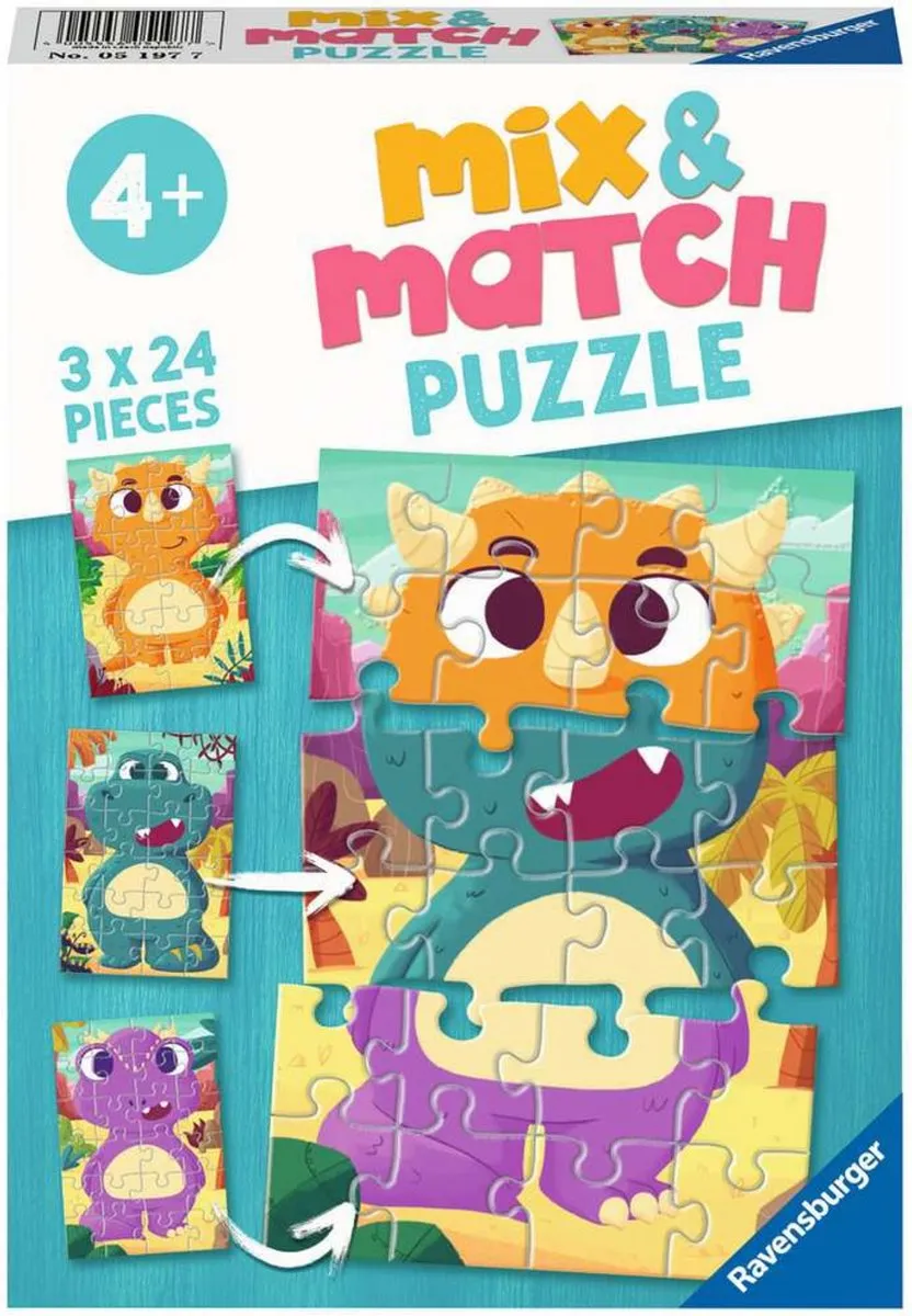 Ravensburger Mix & Match Schattige Dino's Puzzel