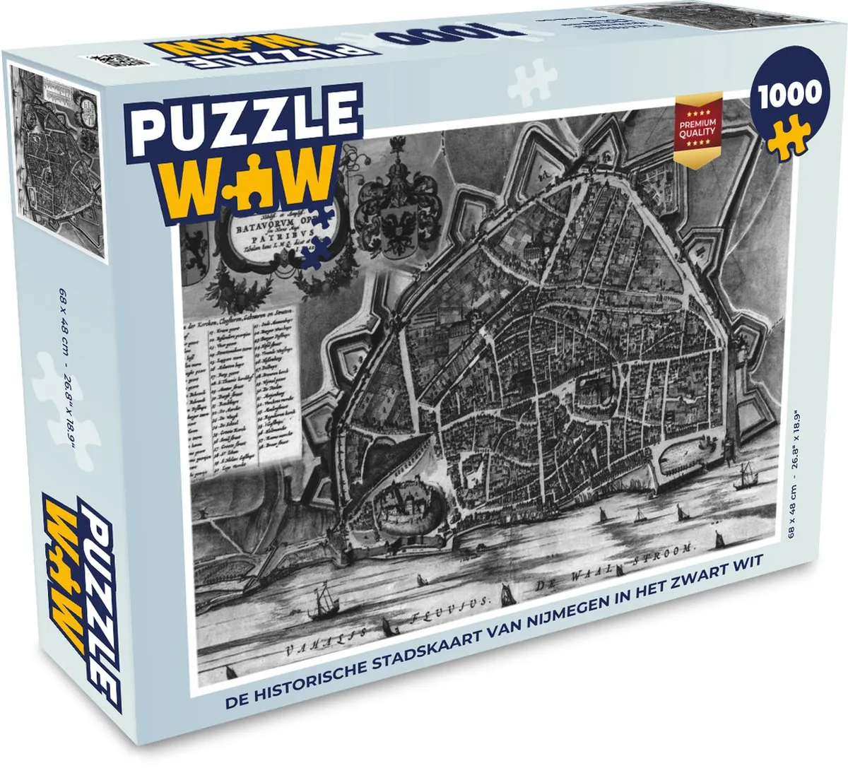 PuzzleWow Nijmegen Historische Stadskaart Legpuzzel 1000 Stuks