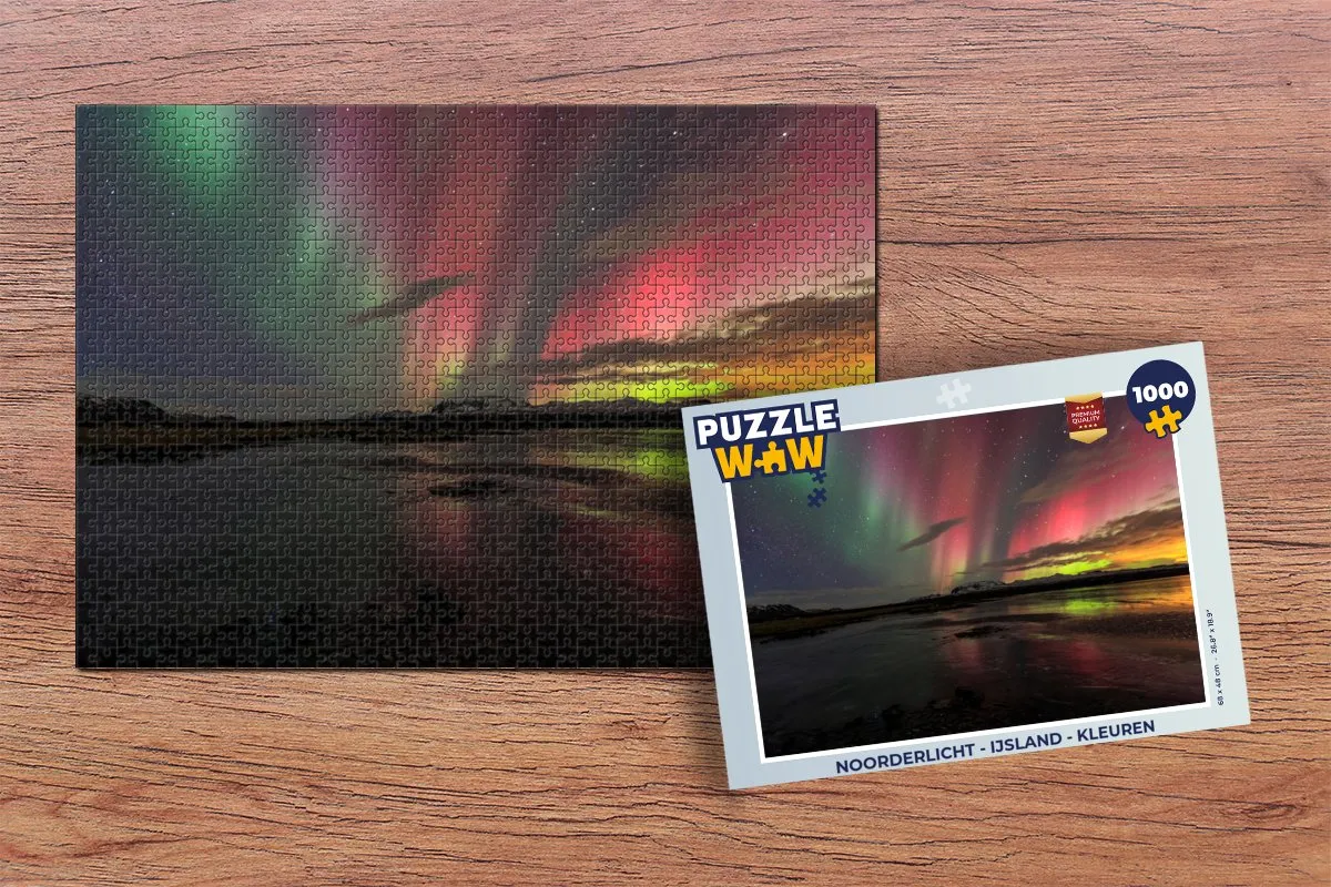 PuzzleWow Noorderlicht IJsland Legpuzzel 1000 Stuks - Multicolor