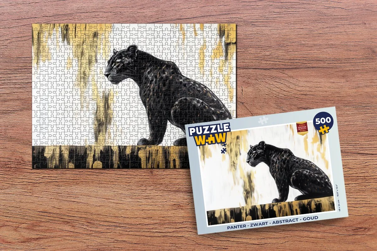 PuzzleWow Panter Legpuzzel 500 Stuks - Zwart/Abstract - MPN 8721414235056