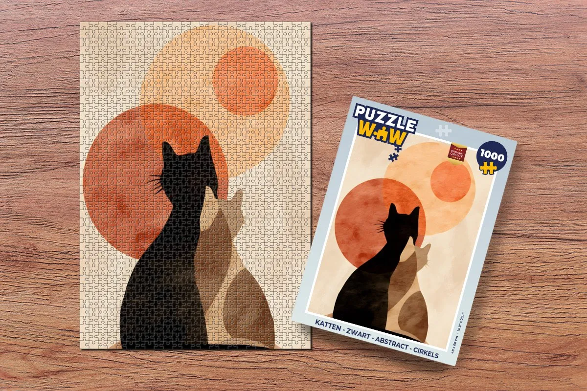 PuzzleWow Legpuzzel Katten Abstract 1000 Stuks - Zwart