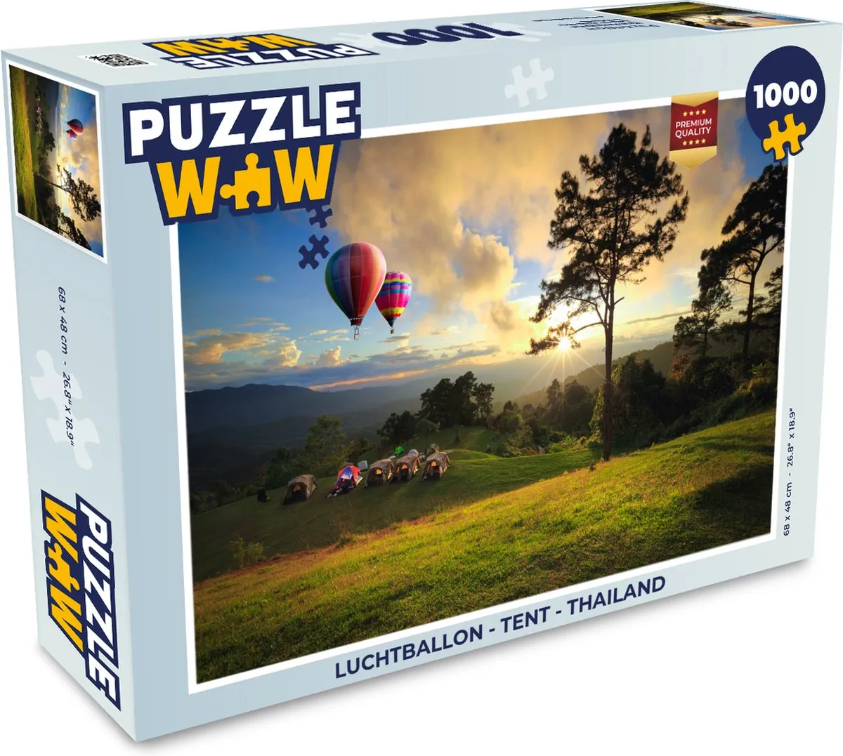 PuzzleWow Luchtballon Tent Thailand Legpuzzel 1000 Stuks
