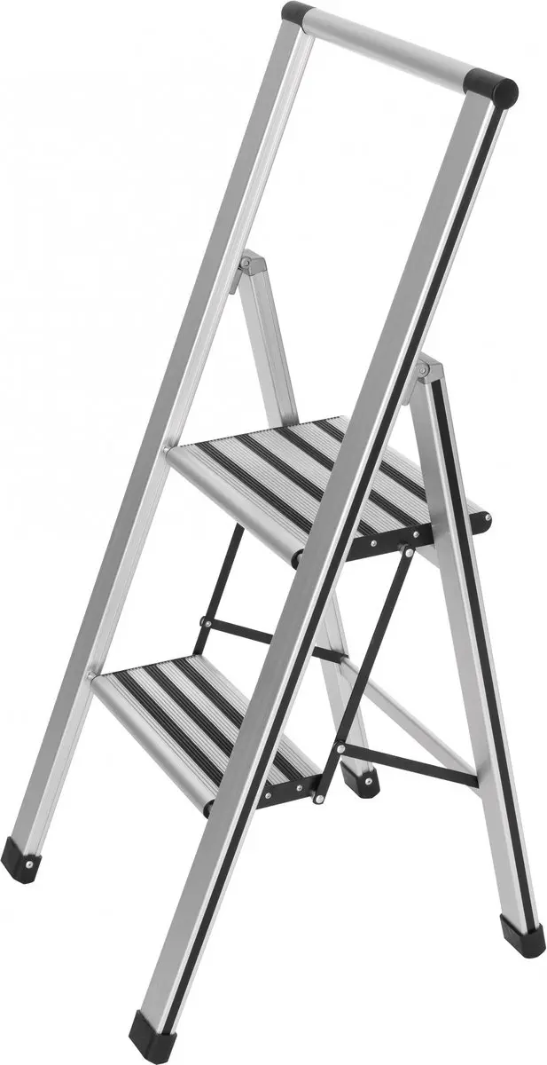 Trapladder aluminium 2 tredes zilver