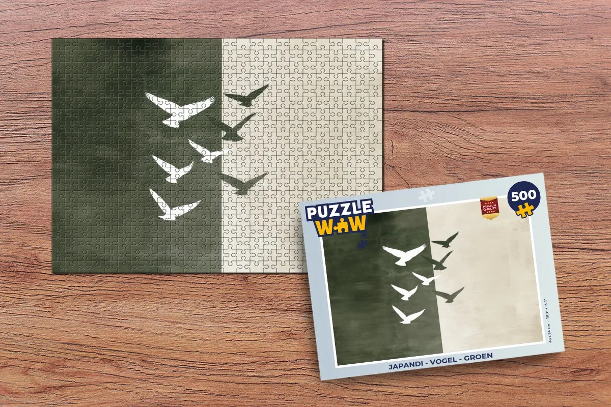 PuzzleWow Japandi Vogel Legpuzzel 500 Stuks - Groen