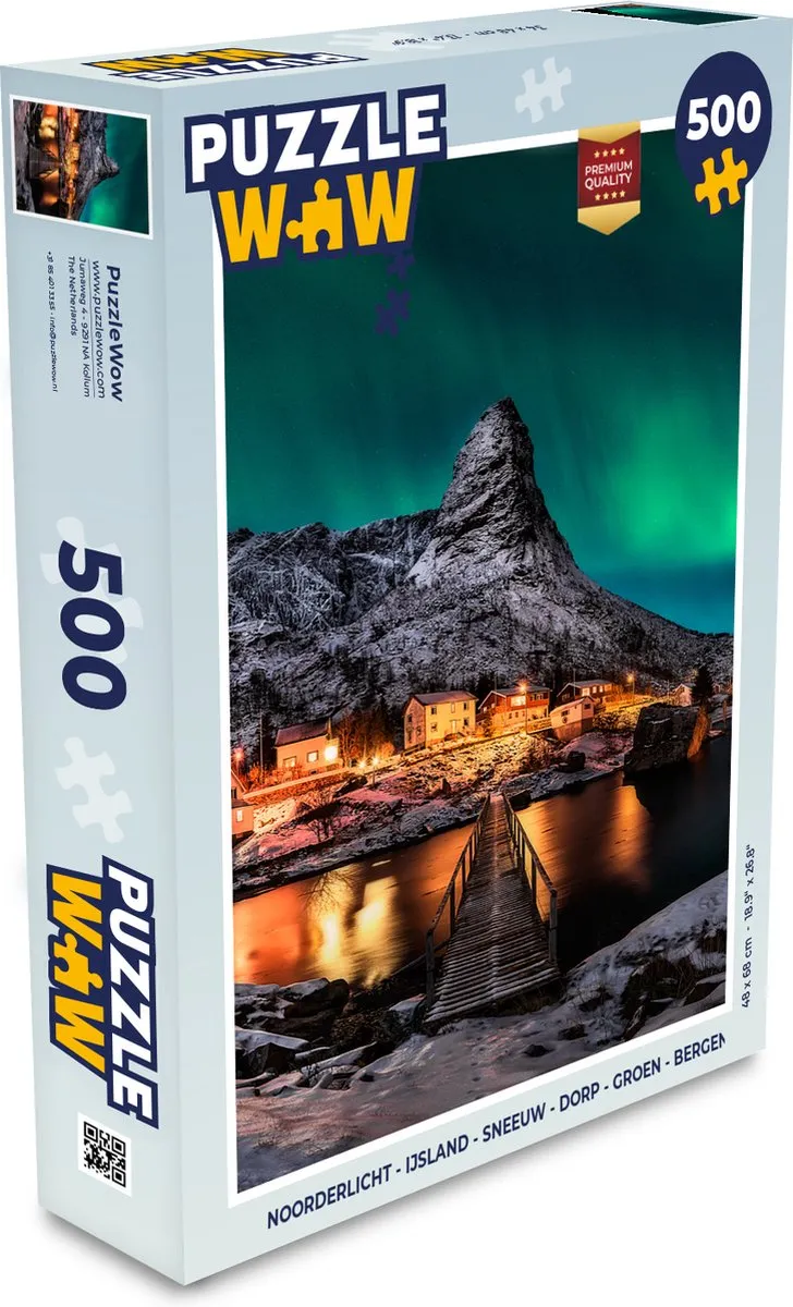 PuzzleWow Noorderlicht IJsland Legpuzzel 500 Stuks - Multicolor