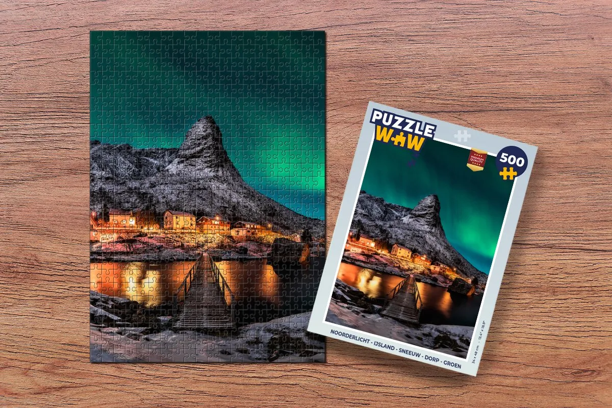 PuzzleWow Noorderlicht IJsland Legpuzzel 500 Stuks - Multicolor