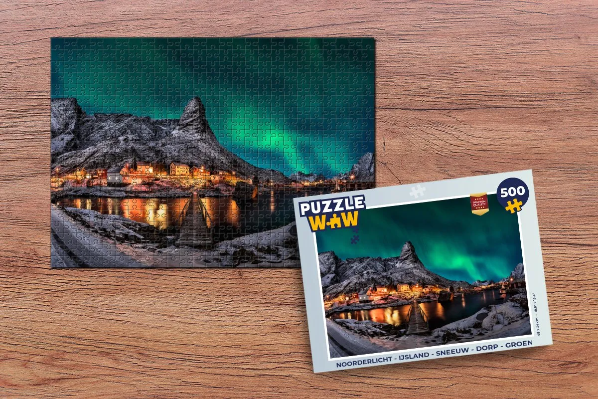 PuzzleWow Noorderlicht IJsland Legpuzzel 500 Stuks - Multicolor