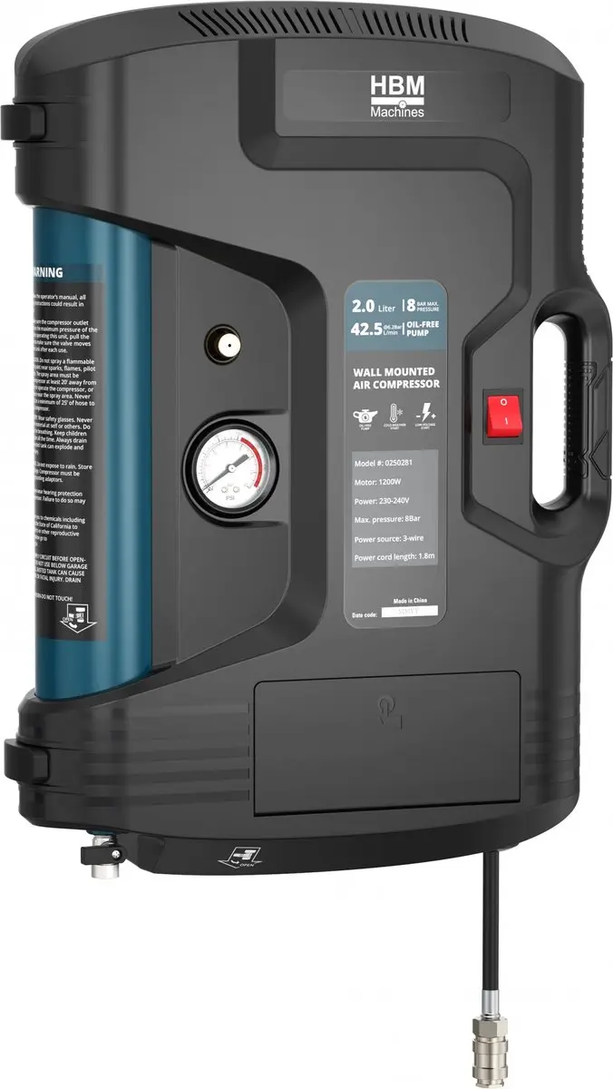 HBM Wand- en Draagbare Compressor 2 liter