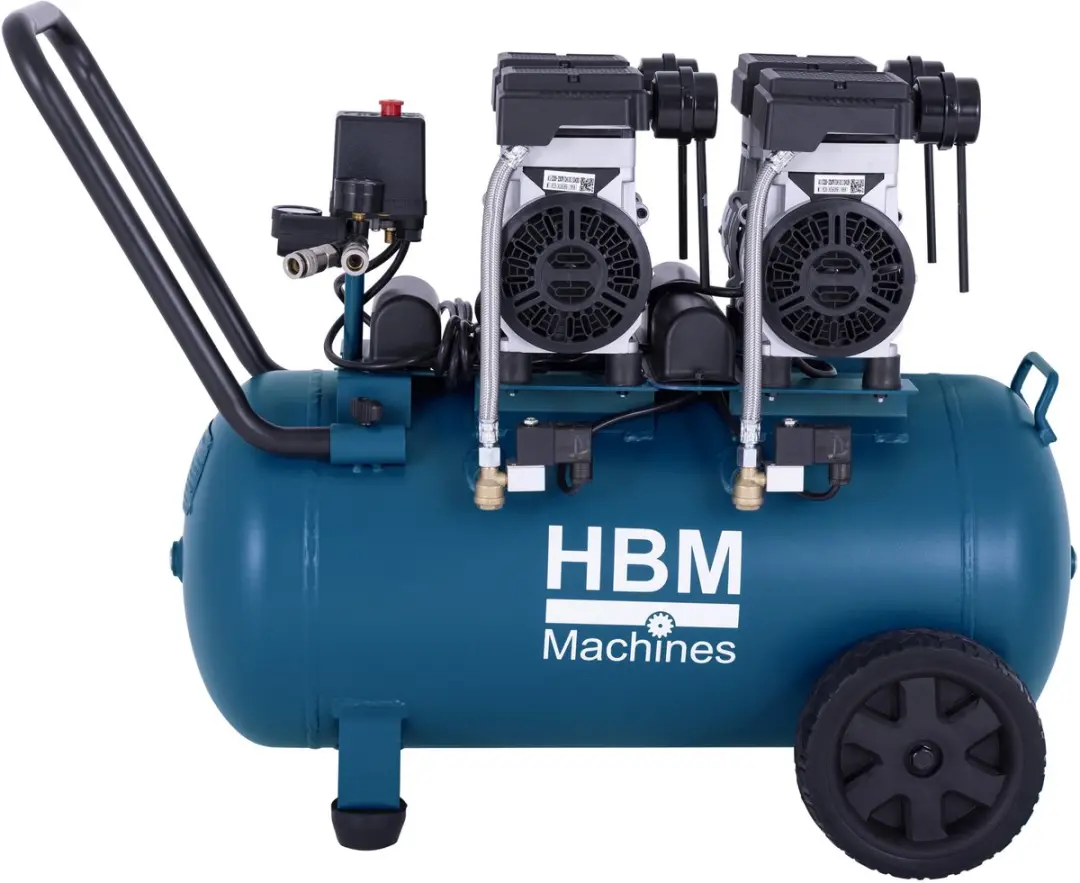HBM 50 Liter 2 x 1,5 PK Professionele Low Noise Compressor (500 l/min)