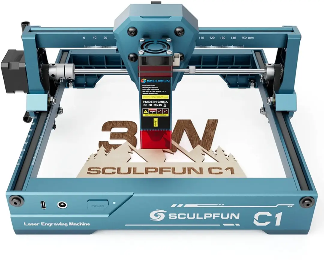 SCULPFUN C1 3W mini-lasergraveerder, 10.000 mm/min, graveergebied 150 x 130 mm,