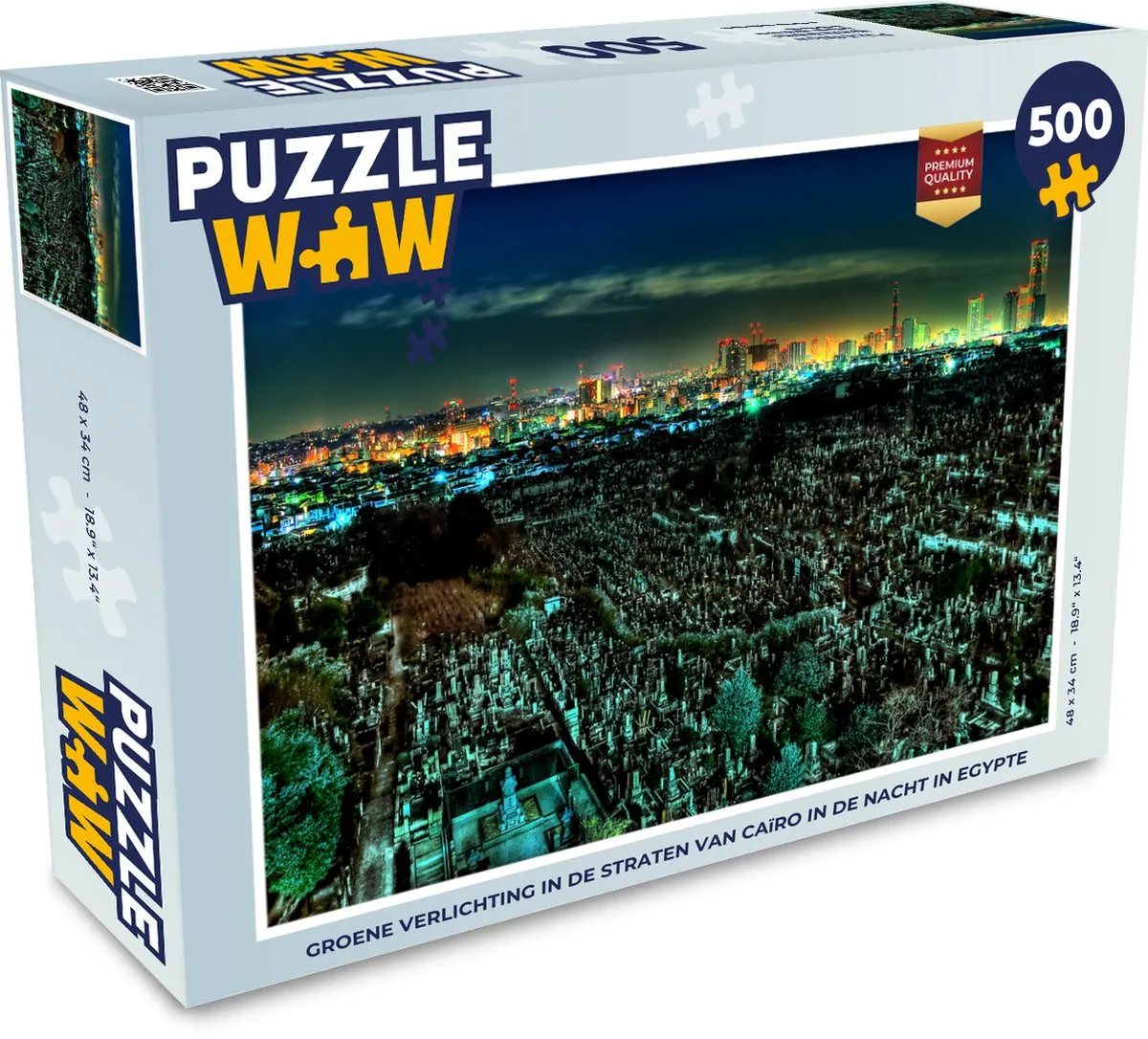 PuzzleWow Legpuzzel Groene verlichting Caïro 500 Stuks - Multicolor