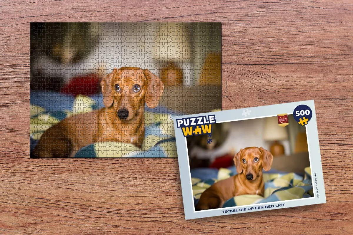 PuzzleWow Legpuzzel Teckel op bed 500 Stuks - Multicolor