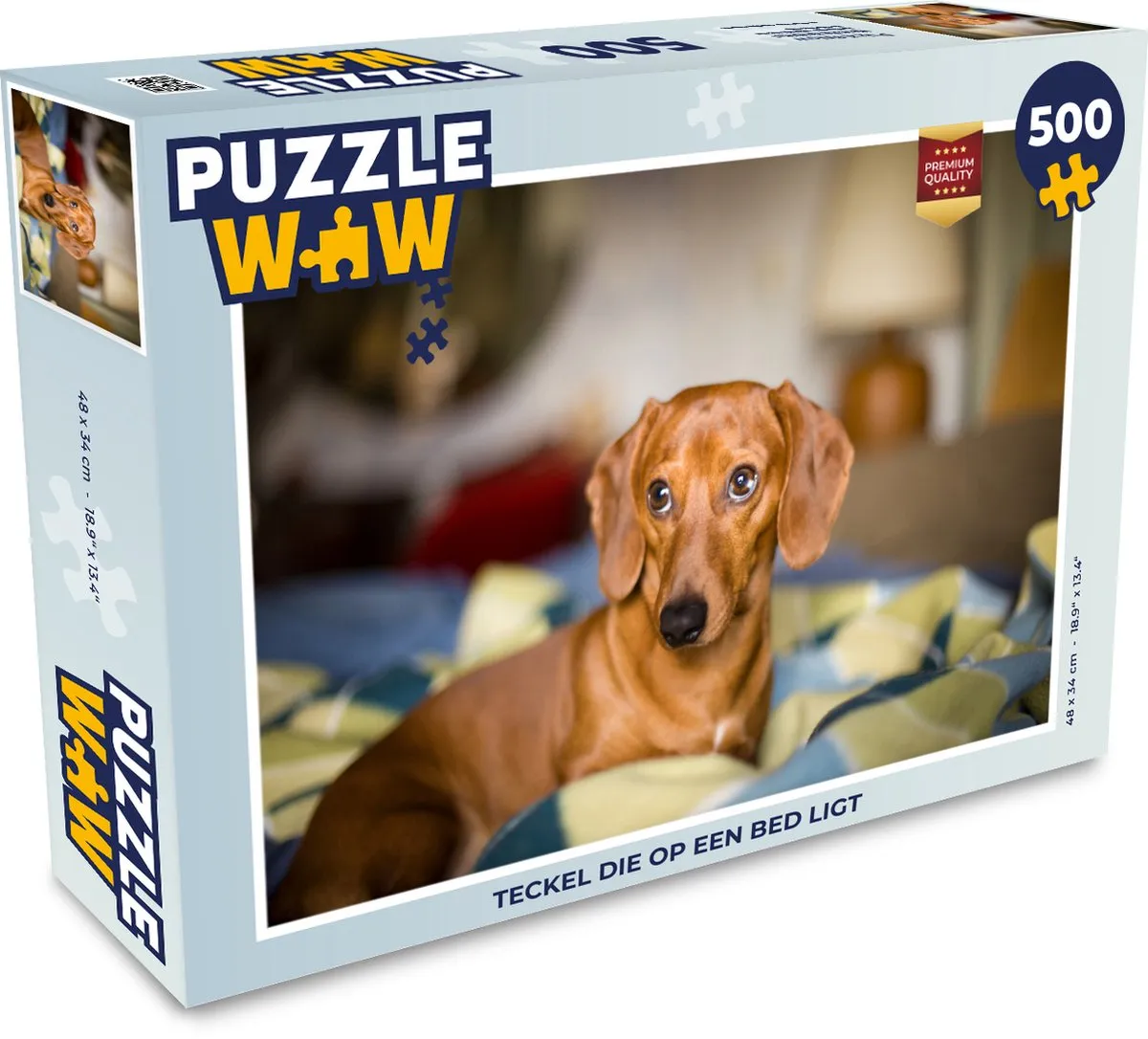 PuzzleWow Legpuzzel Teckel op bed 500 Stuks