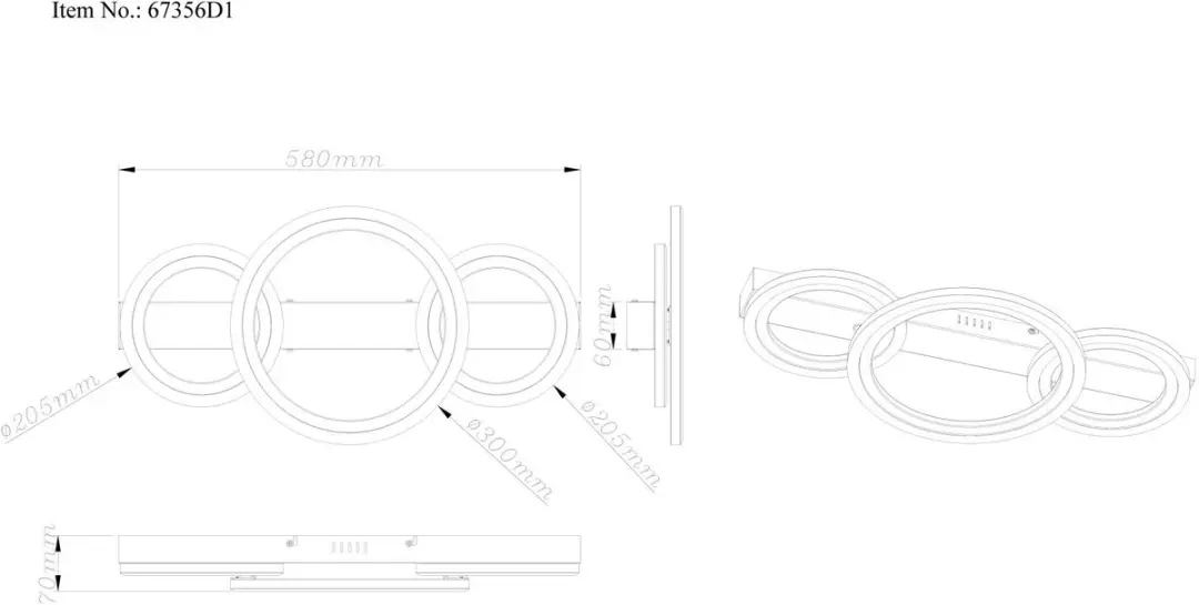 Globo Dakari I LED Plafondlamp - Zwart - afbeelding 5 van 6