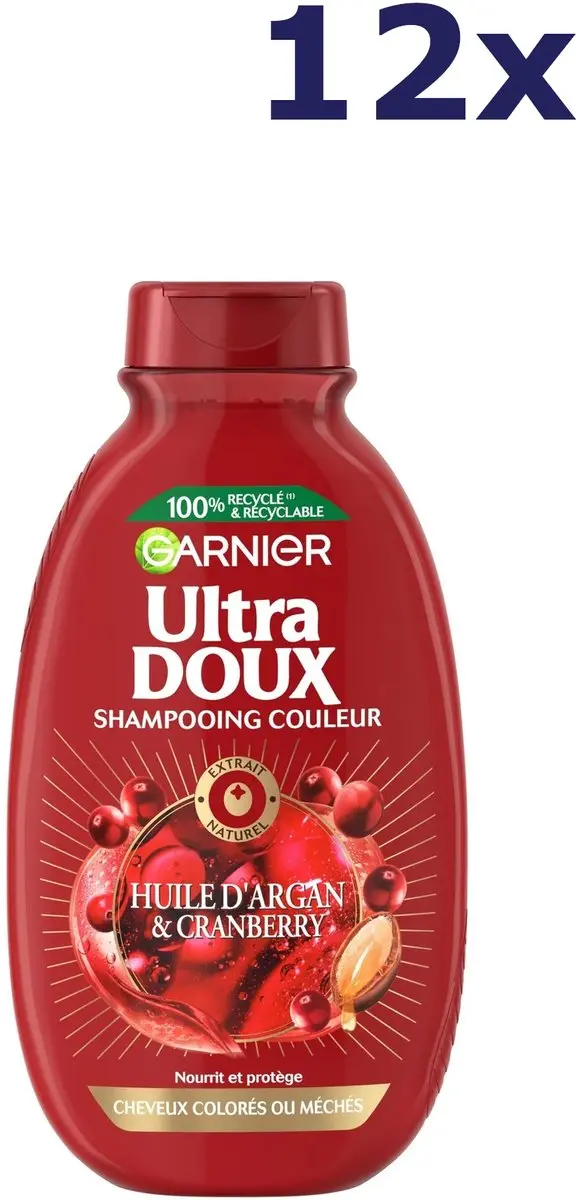 12x Garnier ultra doux shampoo voor gekleurd haar met arganolie en cranberry 300