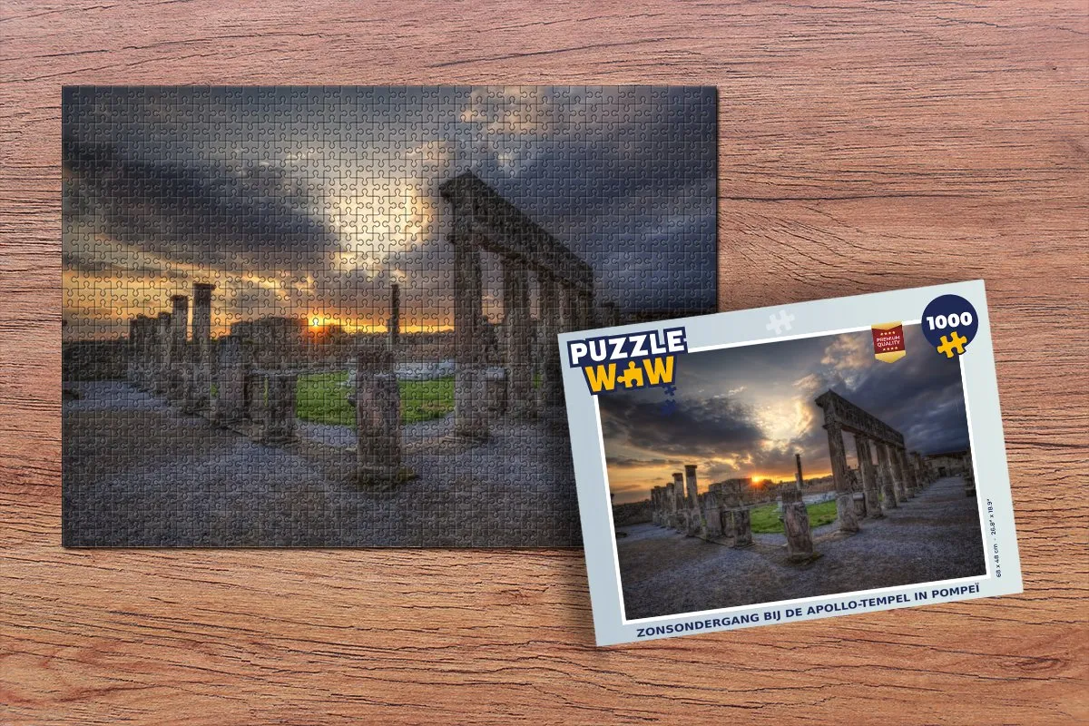 PuzzleWow Legpuzzel Zonsondergang Apollo-tempel Pompeï 1000 Stuks - Multicolor