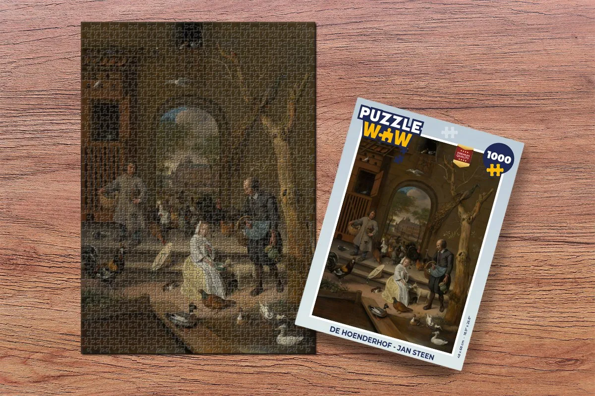 PuzzleWow De hoenderhof Jan Steen Legpuzzel 1000 Stuks - Multicolor