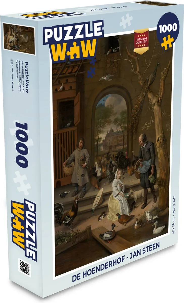 PuzzleWow De hoenderhof Jan Steen Legpuzzel 1000 Stuks