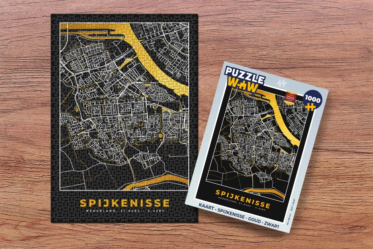 PuzzleWow Spijkenisse Legpuzzel 1000 Stuks - Goud/Zwart