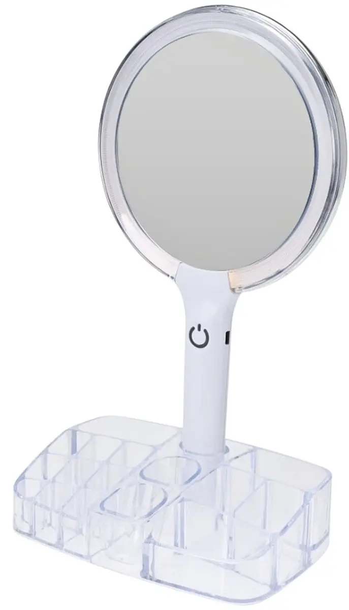 Make-upspiegel met LED-verlichting en opbergvakken, 18 x 34,5 cm