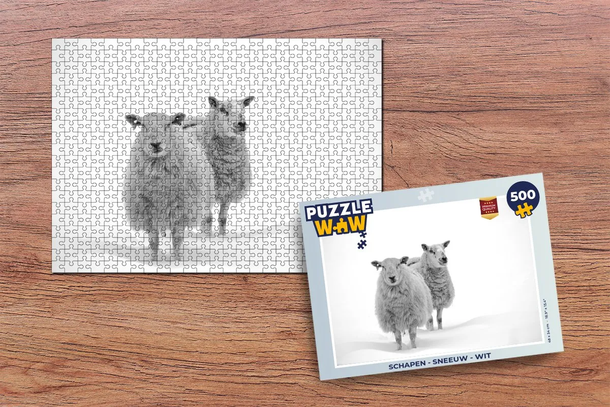 PuzzleWow Schapen Sneeuw Legpuzzel 500 Stuks - Multicolor