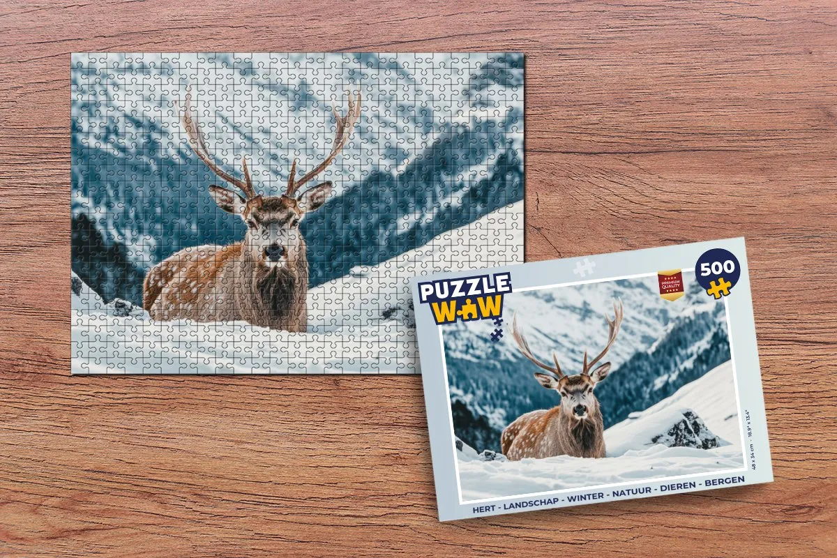 PuzzleWow Hert Landschap Puzzel 500 Stuks - Hert/Bergen