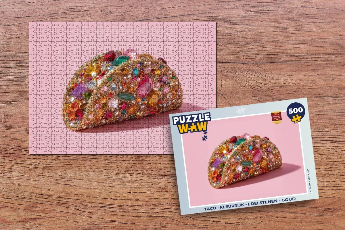 PuzzleWow Taco Legpuzzel 500 Stuks - Edelstenen/Goud