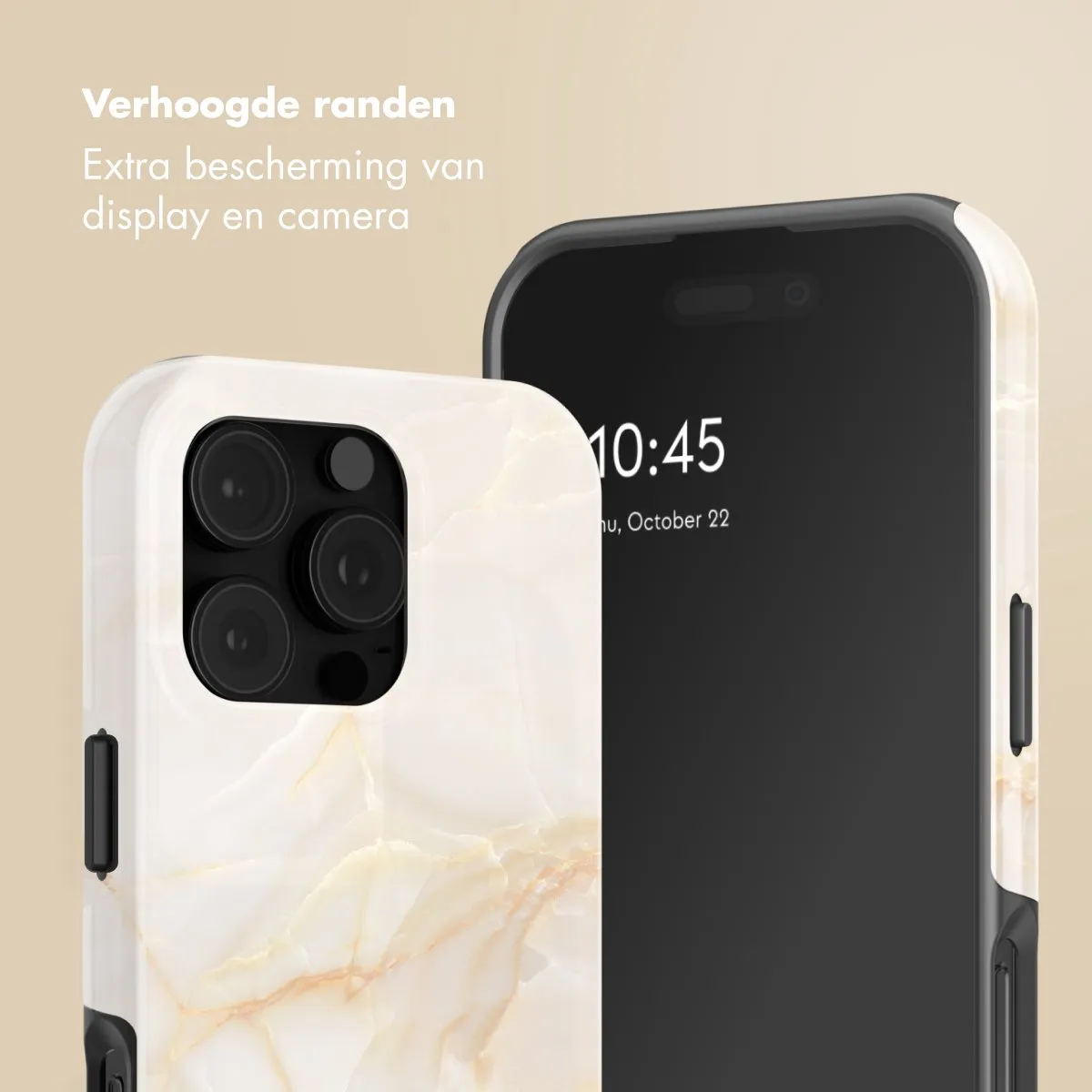 Selencia Hoesje iPhone 16 Pro - Golden Beige Marble