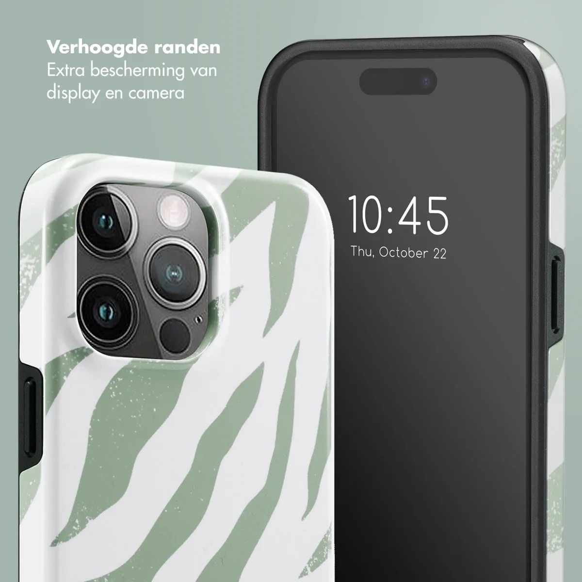 Selencia Hoesje iPhone 15 Pro Max Colorful Zebra Sage Green