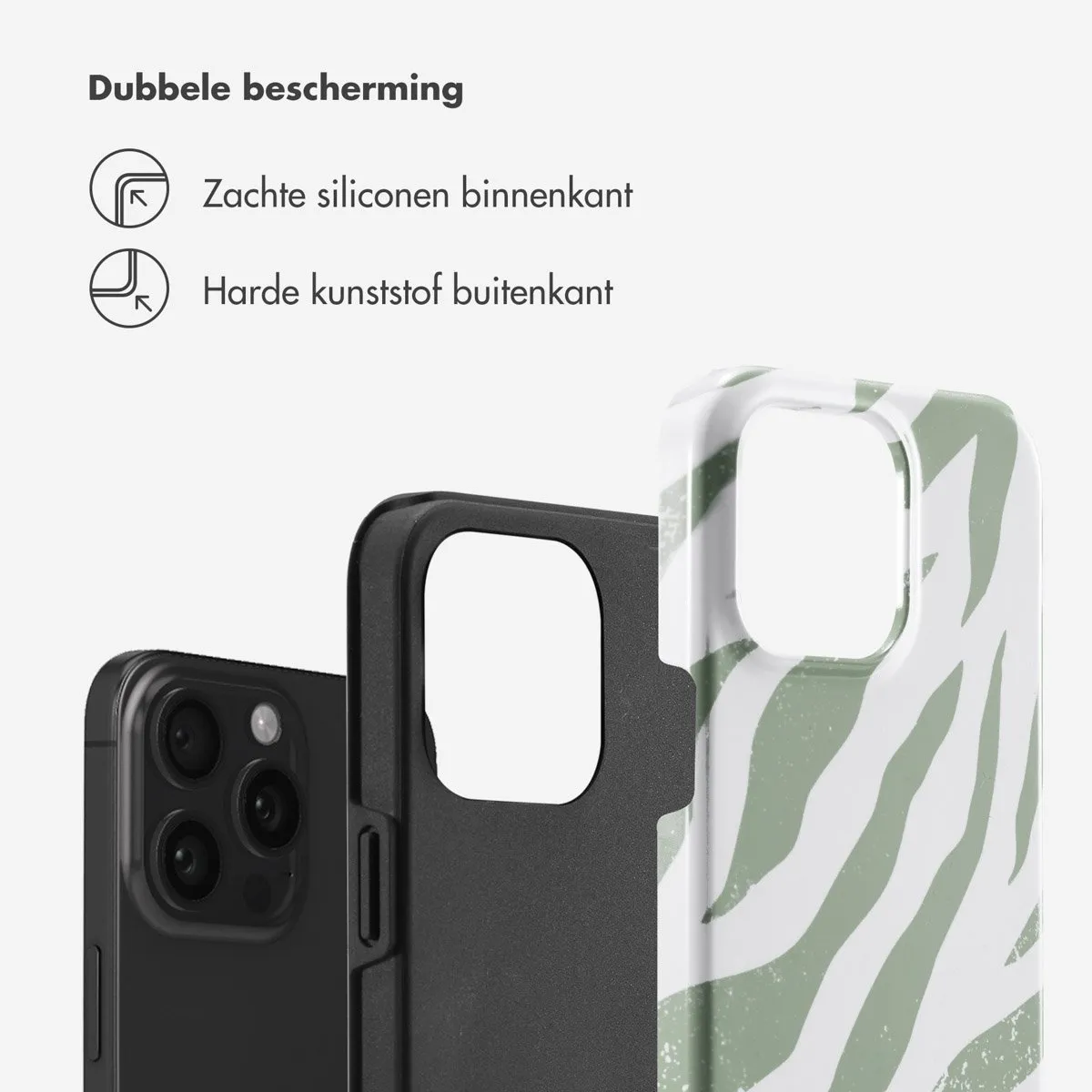 Selencia Hoesje iPhone 15 Pro Max Colorful Zebra Sage Green