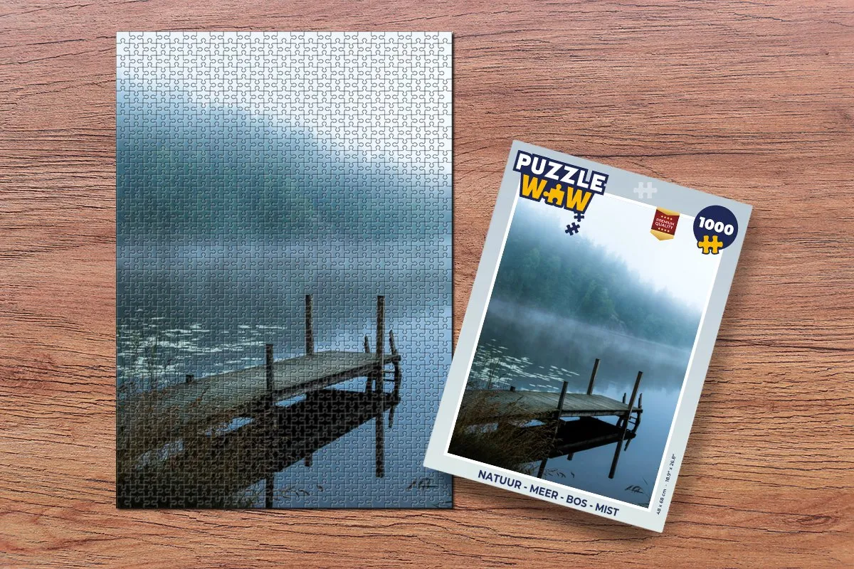PuzzleWow Natuur Meer Bos Mist Legpuzzel 1000 Stuks - Multicolor