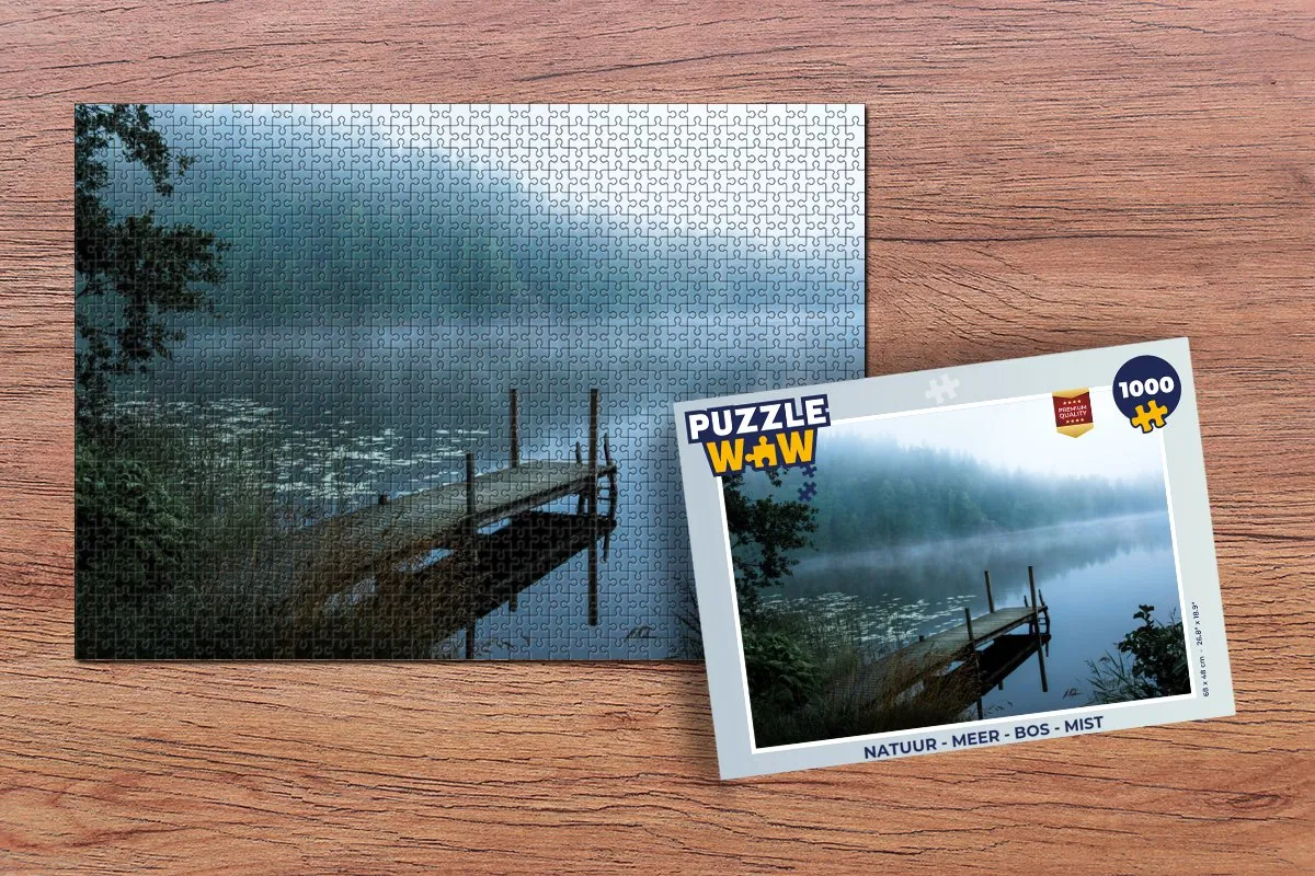PuzzleWow Natuur Meer Bos Mist Legpuzzel 1000 Stuks - Multicolor