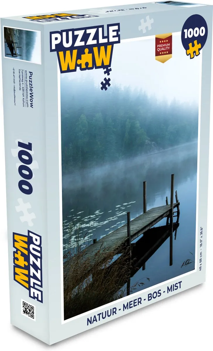 PuzzleWow Natuur Meer Bos Mist Legpuzzel 1000 Stuks - Multicolor