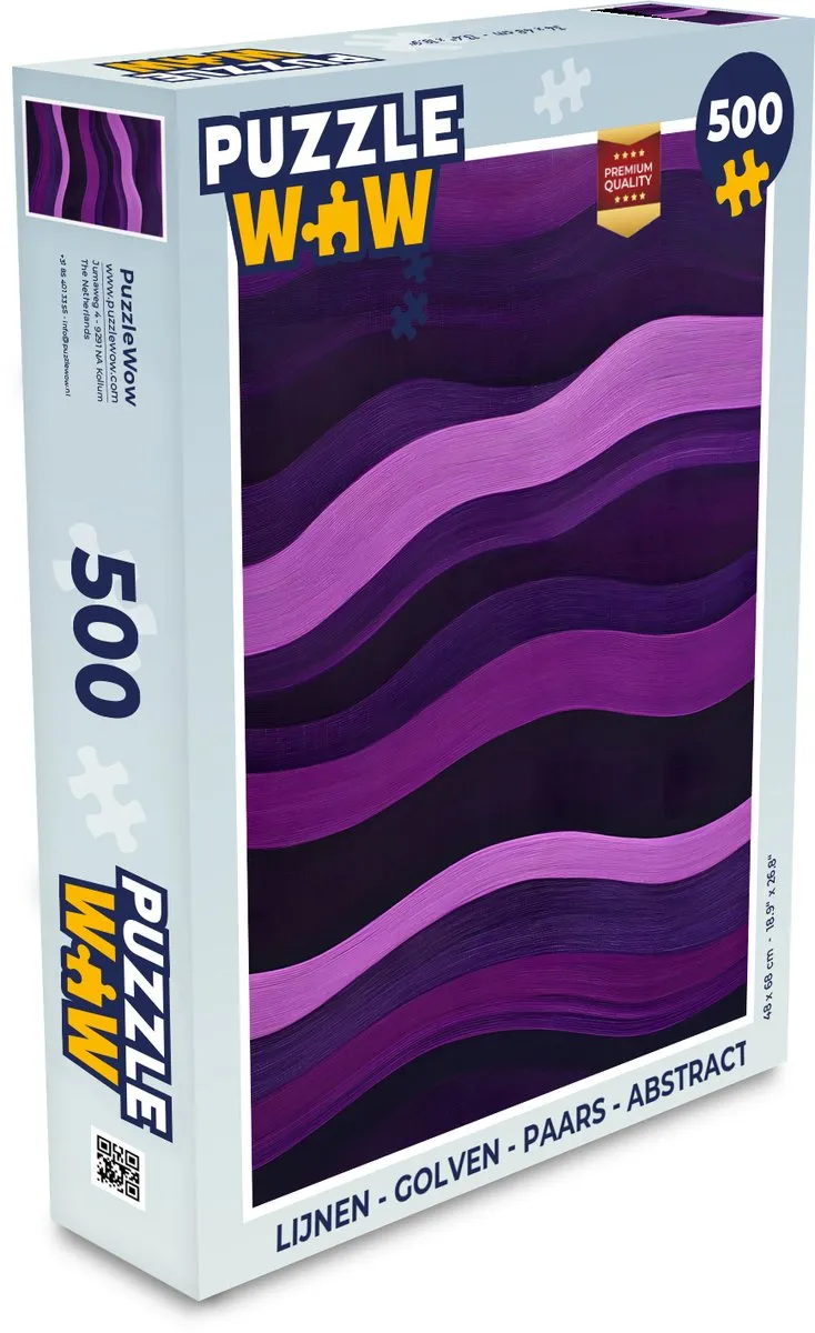 PuzzleWow Lijnen - Golven Abstract 500 Stuks - Paars