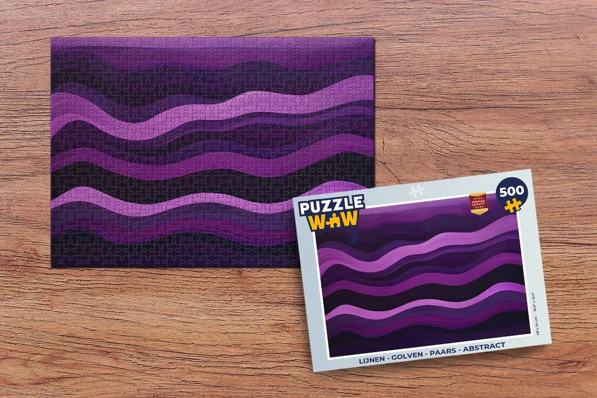 PuzzleWow Lijnen - Golven Abstract 500 Stuks - Paars