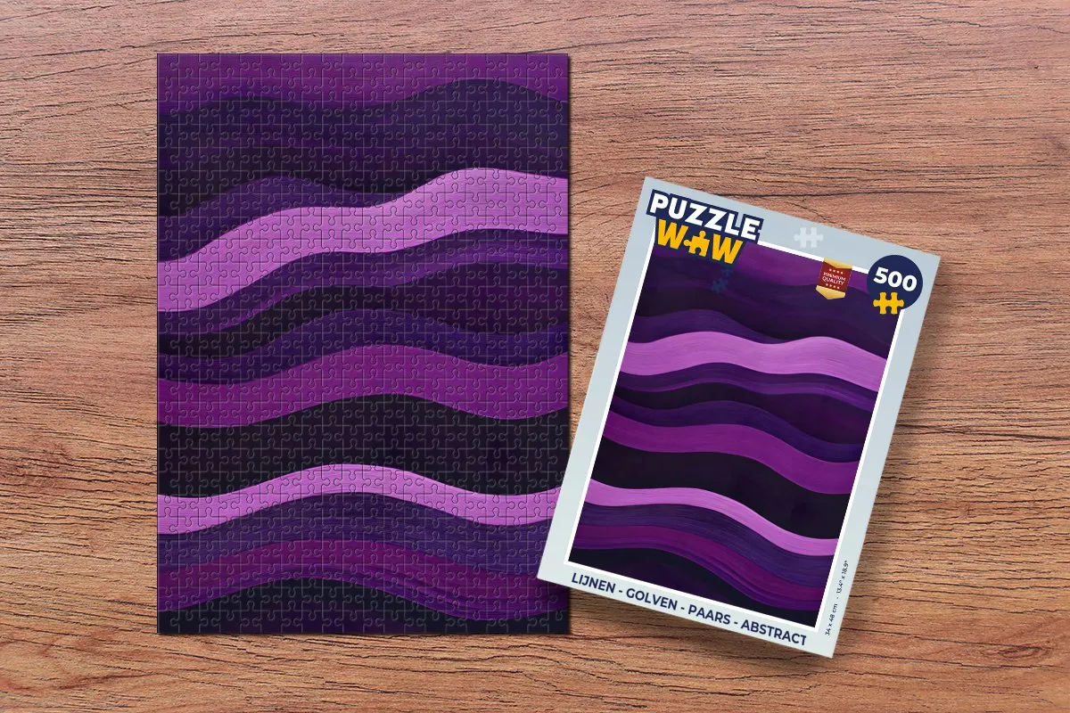 PuzzleWow Lijnen - Golven Abstract 500 Stuks - Paars