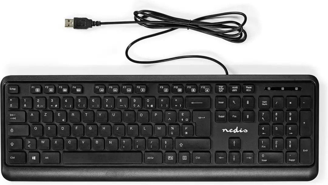 Nedis KBMU200BKFR Toetsenbord - AZERTY Frans - Bedraad - Zwart