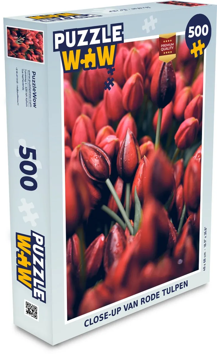 PuzzleWow Legpuzzel Close-up Tulpen 500 Stuks - Multicolor