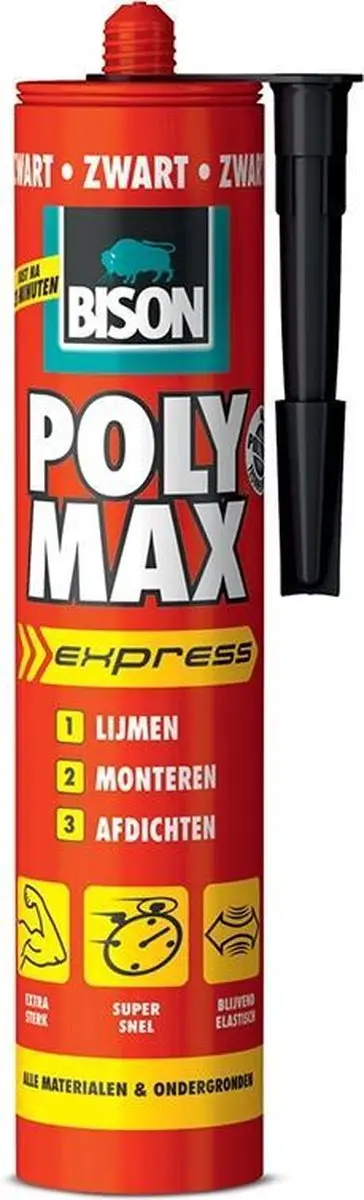 Bison Poly Max Express Montagelijm 425g - Zwart