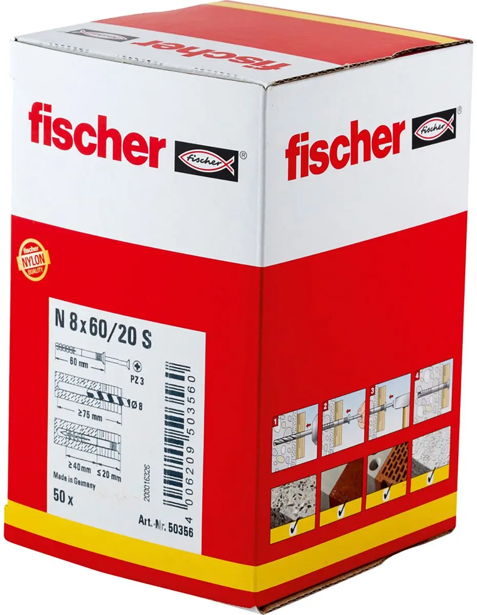 Fischer Nagelplug N 8x60 - 50 Stuks