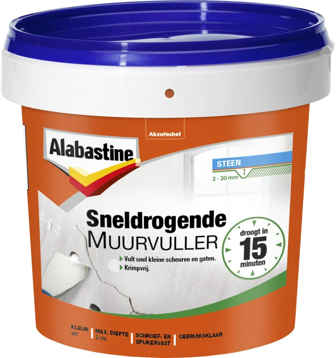Alabastine Sneldrogende Muurvuller Wit 1kg